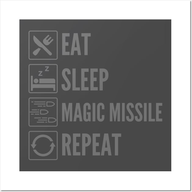 "Eat, Sleep, Magic Missile, Repeat - Wizard Class Print Wall Art by DungeonDesigns